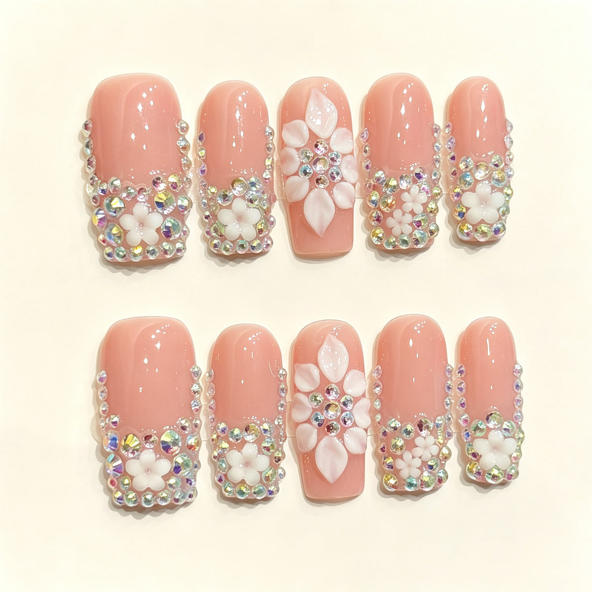 Lumi Pearl | Long Square Press‑on Nails
