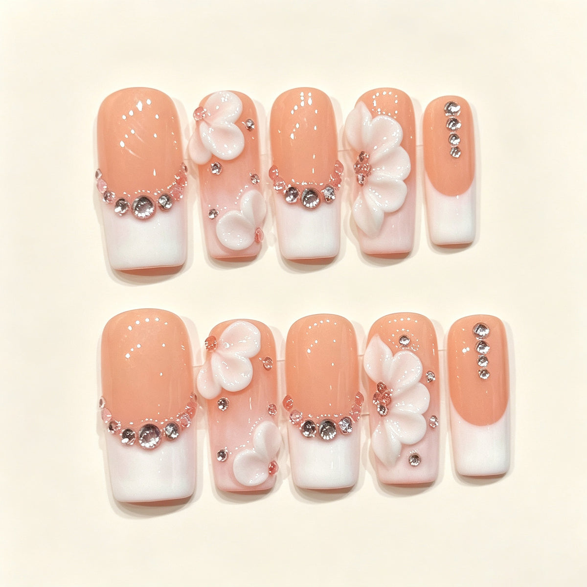 Blush Gem | Long Square Press‑on Nails