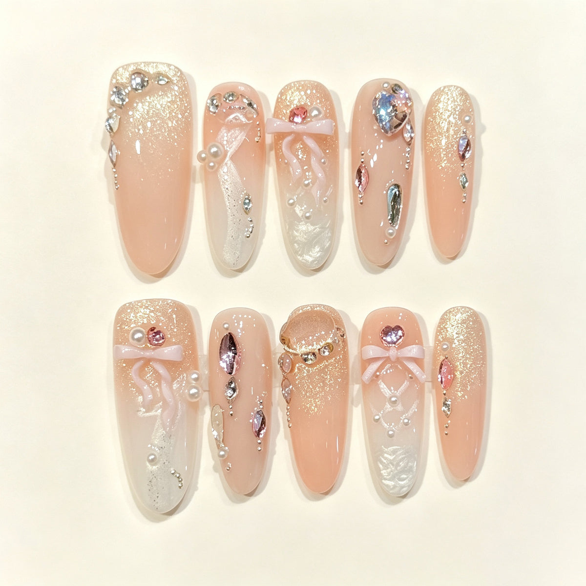 Ballet Glow | Long Oval Press‑on Nails