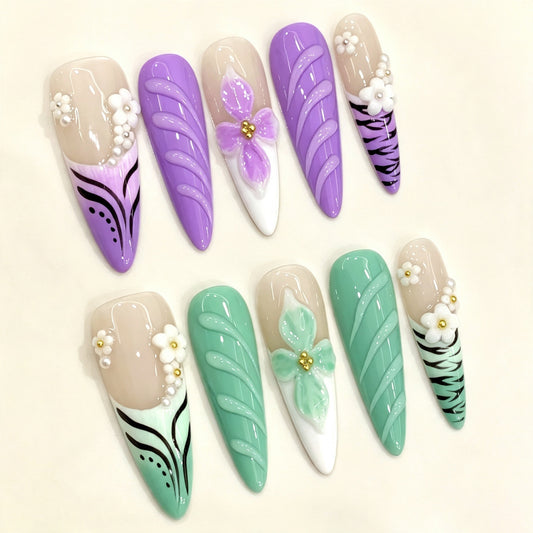 Lilac Breeze | Long Stiletto Press‑on Nails