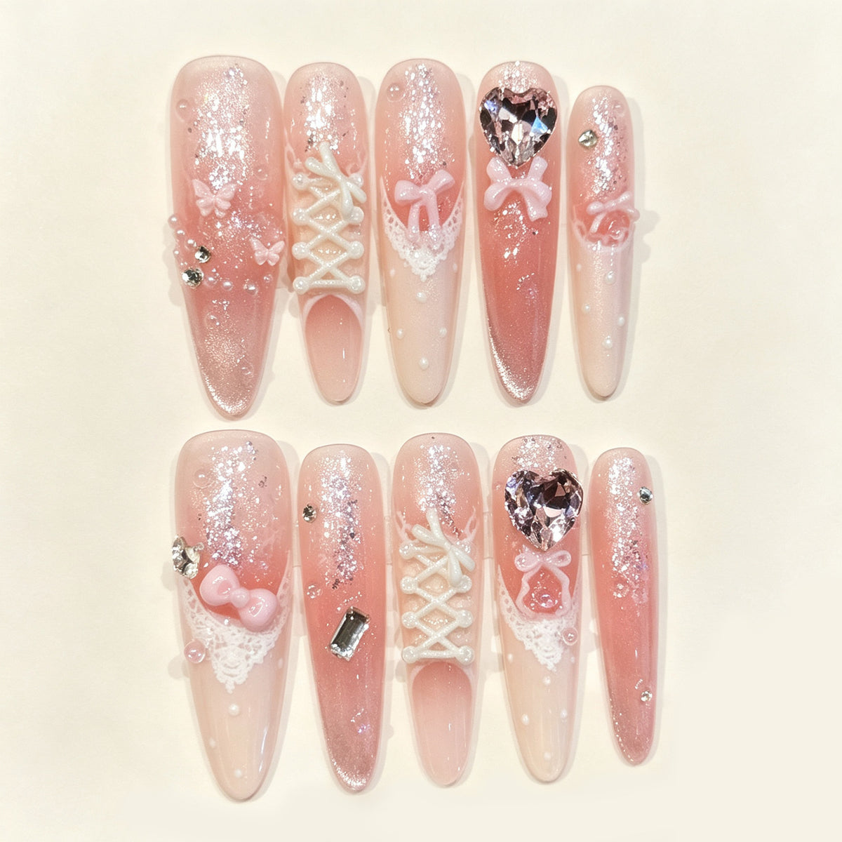 Blush Ballerina | Long Stiletto Press‑on Nails