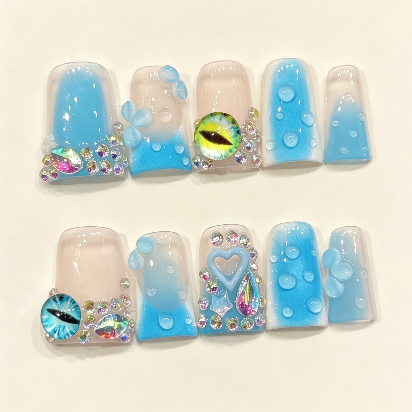 Ocean Gaze | Short Duck Press‑on Nails