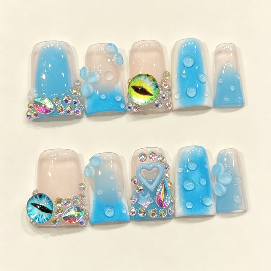 Ocean Gaze | Short Duck Press‑on Nails