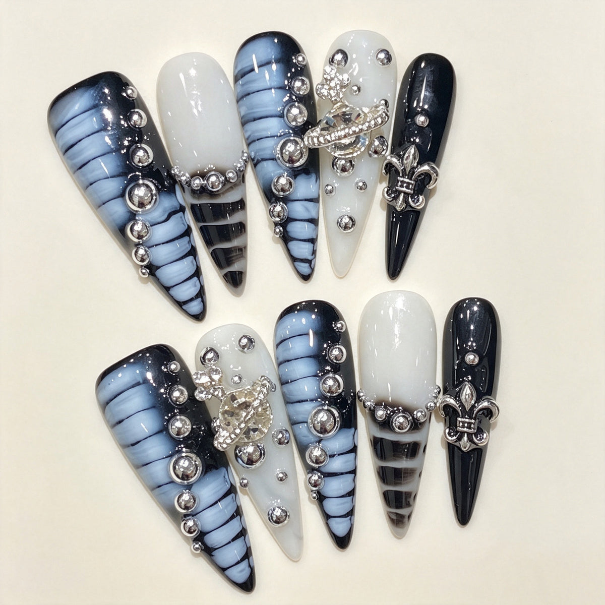 Haze Orbit | Long Stiletto Press‑on Nails