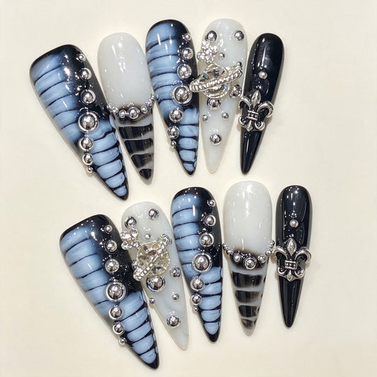 Haze Orbit | Long Stiletto Press‑on Nails