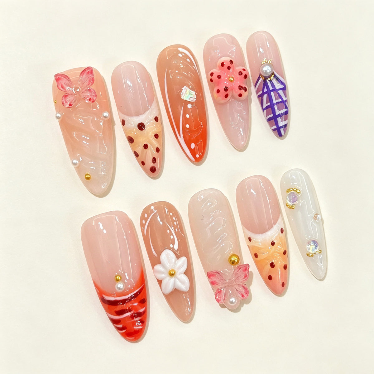 Lani Tropic | Long Almond Press‑on Nails