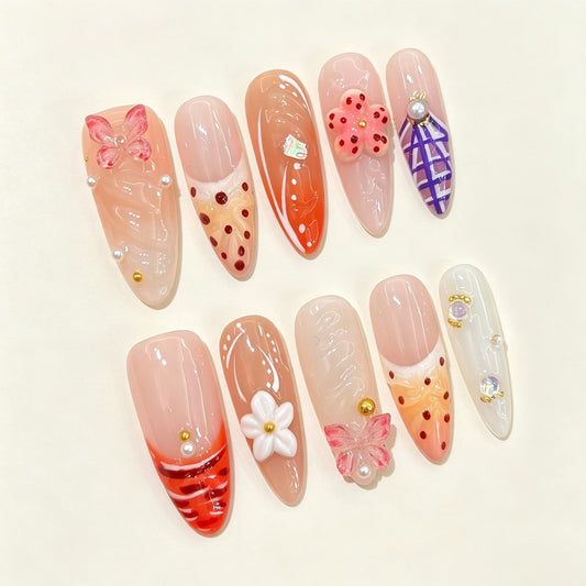 Lani Tropic | Long Almond Press‑on Nails