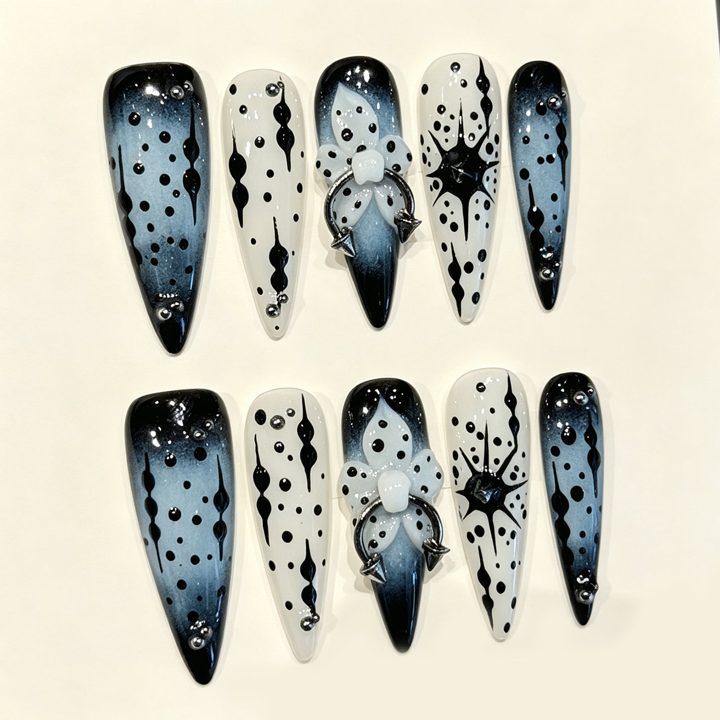 Ink Void | Long Stiletto Press‑on Nails
