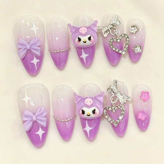 Lavender Charm | Medium Almond Press‑on Nails