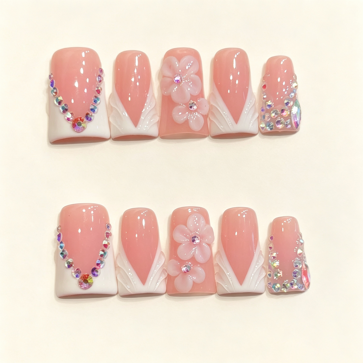 Blush Crystal | Short Duck Press‑on Nails
