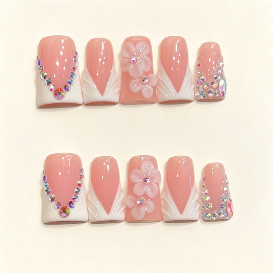 Blush Crystal | Short Duck Press‑on Nails
