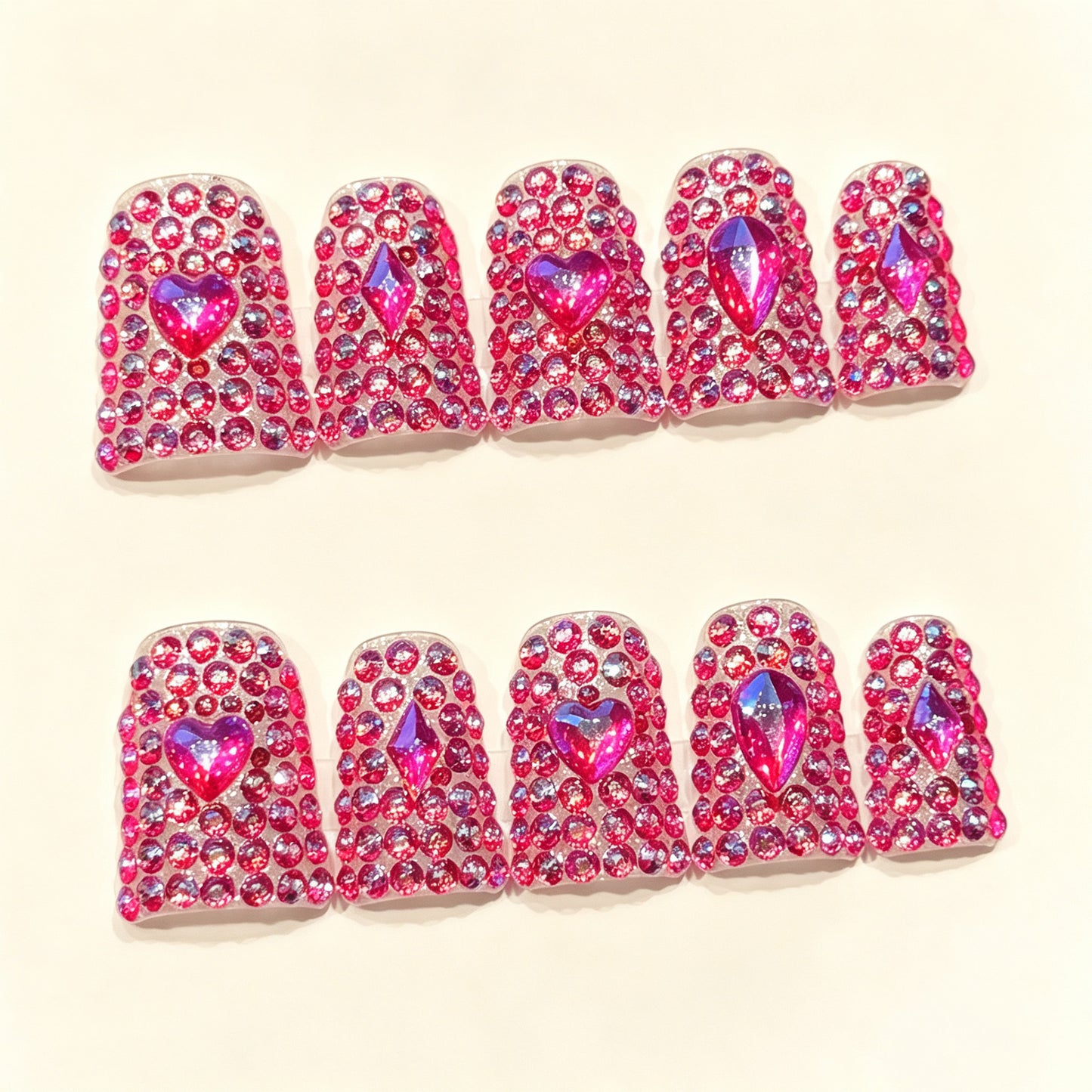 Fuchsia Bling | Short Duck Press‑on Nails
