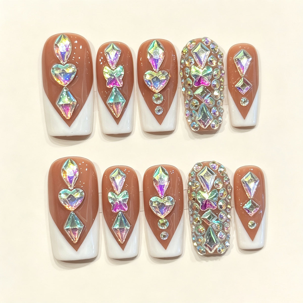 Caramel Spark | Long Square Press‑on Nails