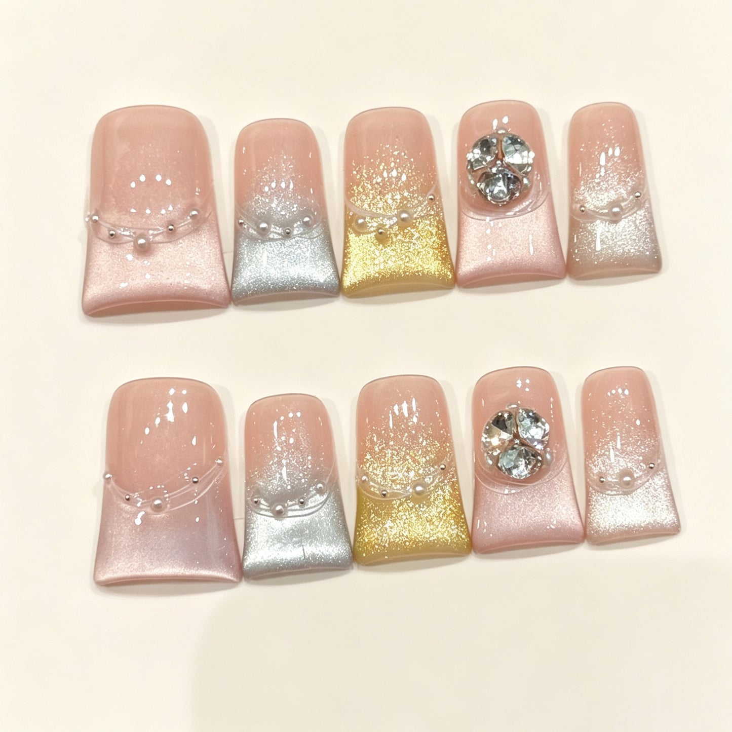 Pastel Shimmer | Short Duck Press‑on Nails