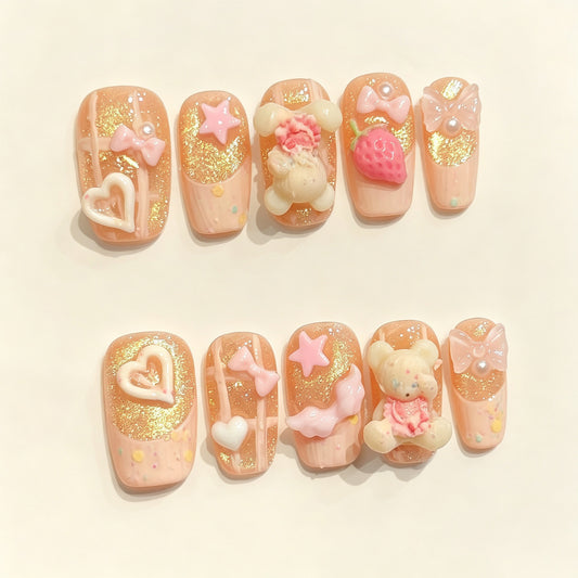 Blush Pearl Sheen | Short Duck Press‑on Nails