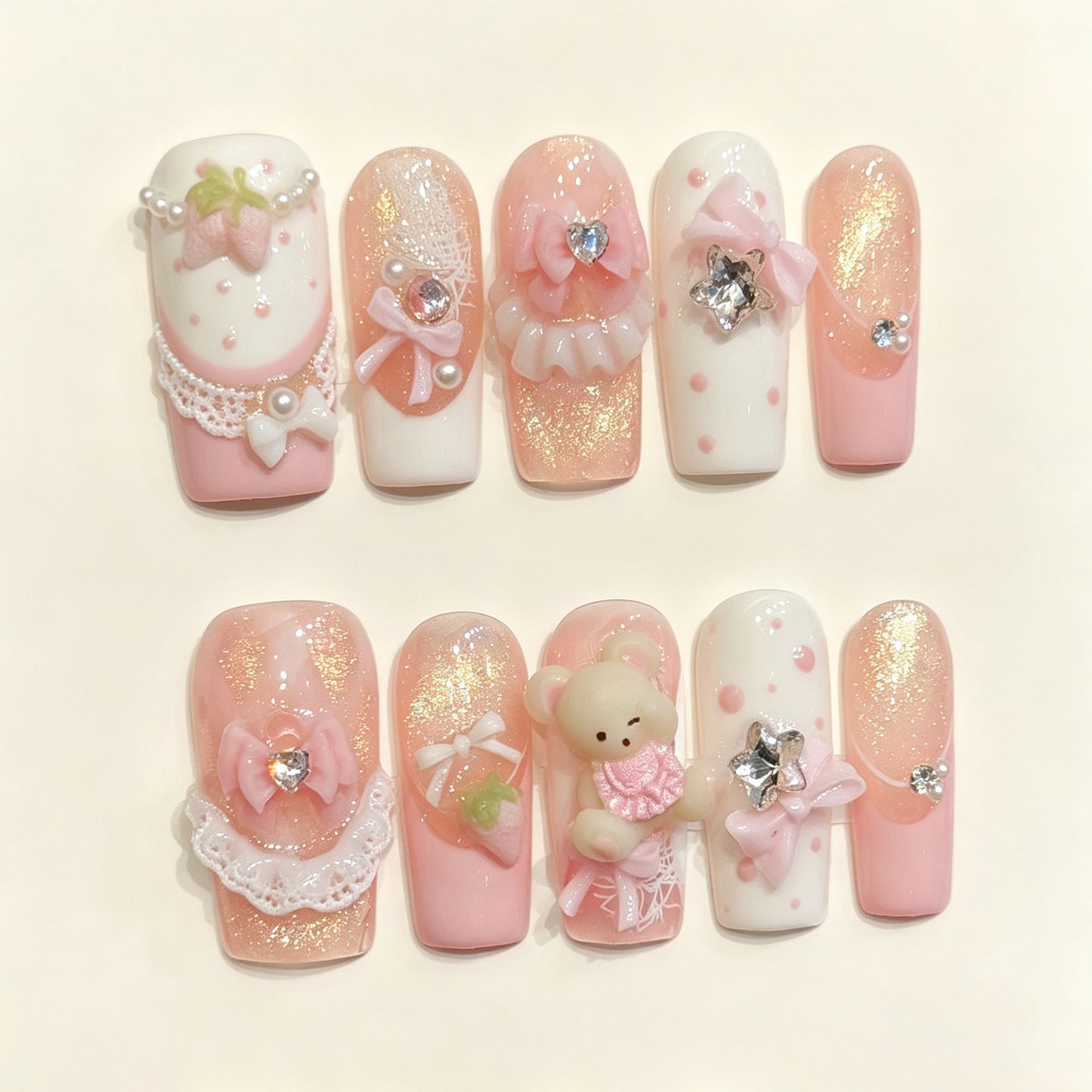 Candi Bear | Long Square Press‑on Nails