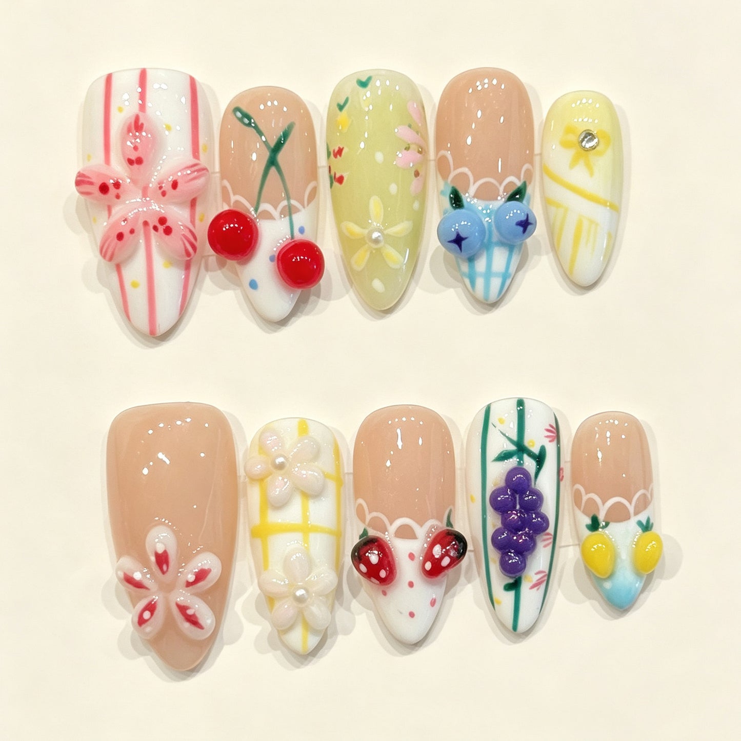 Fruit Breeze | Medium Almond Press‑on Nails