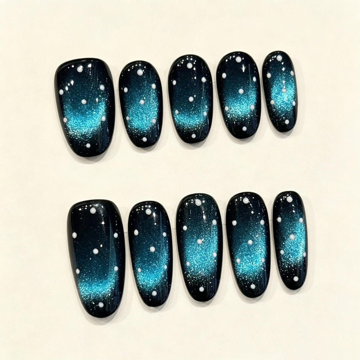 Night Spark | Medium Oval Press‑on Nails