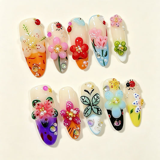 Maren Bloom | Long Almond Press‑on Nails