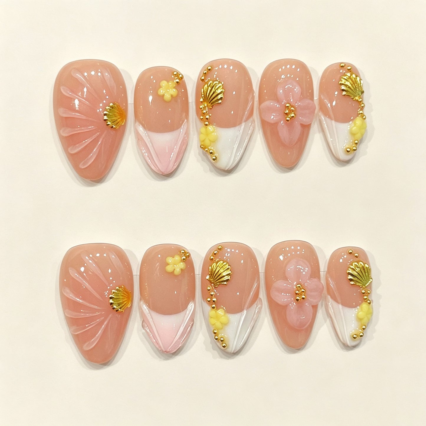 Peach Surf | Short Almond Press‑on Nails