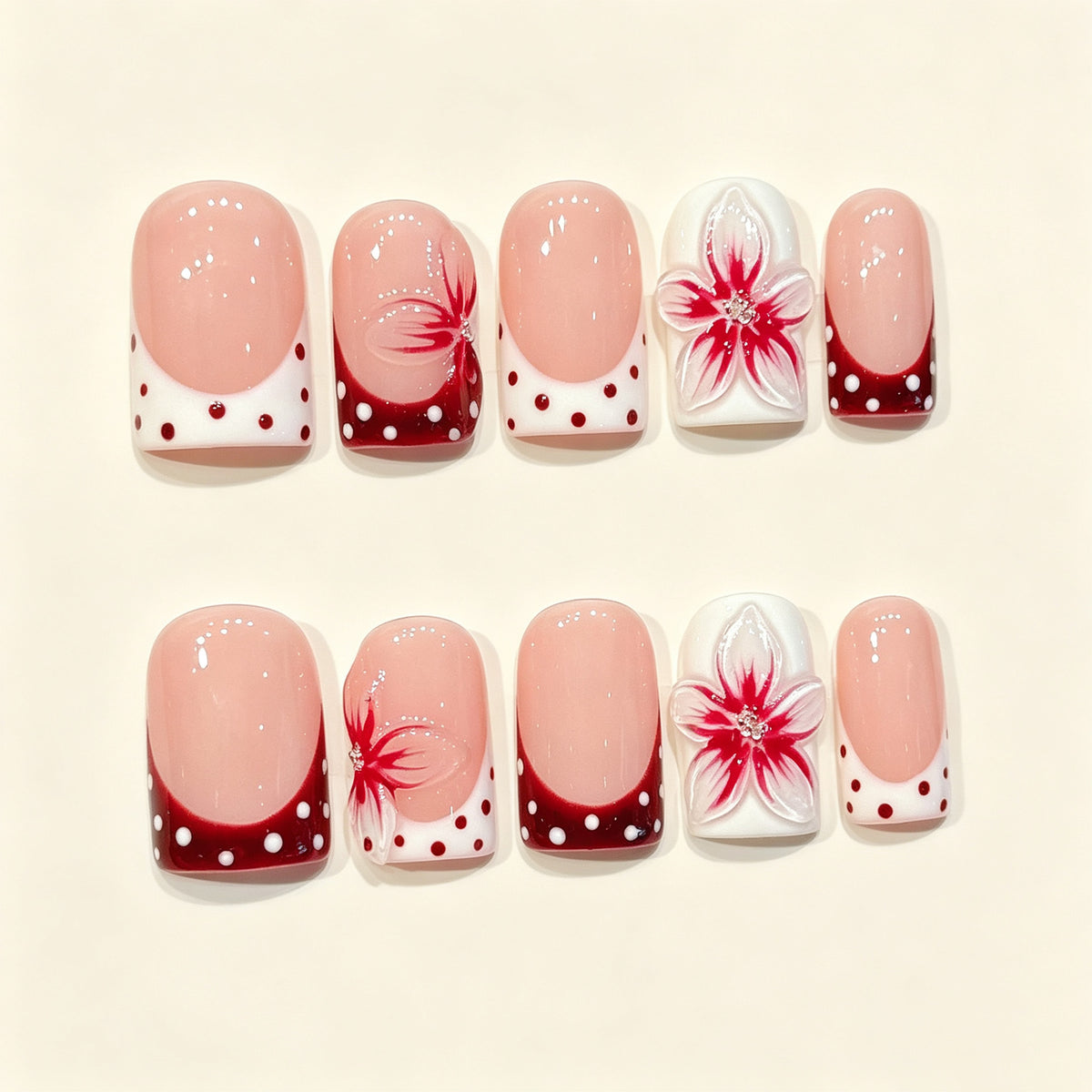 Wine Petal | Short Square Press‑on Nails