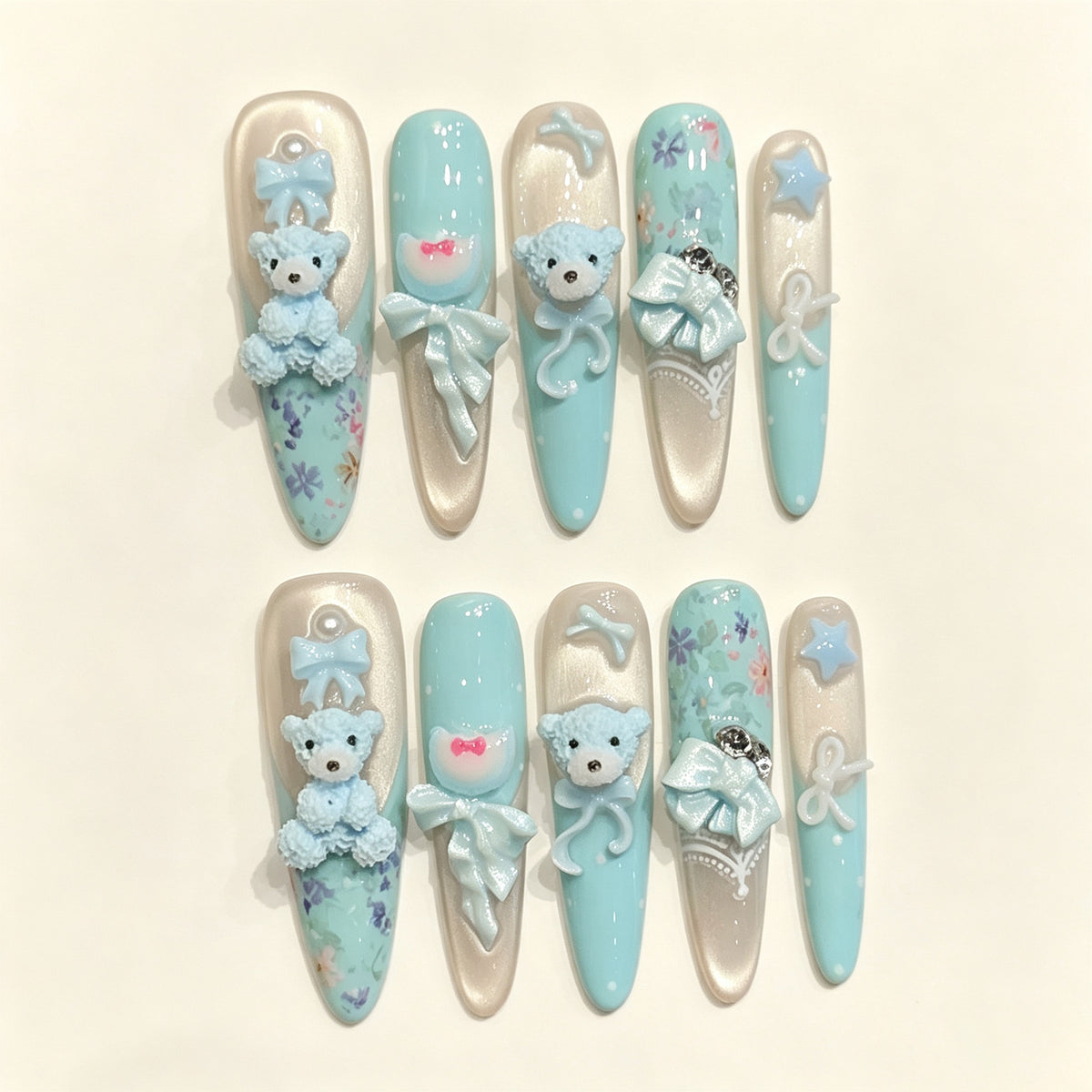 Sky Cub | Long Stiletto Press‑on Nails
