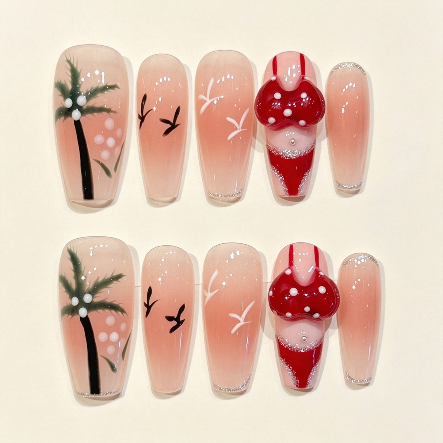 Coast Breeze | Medium Coffin Press‑on Nails