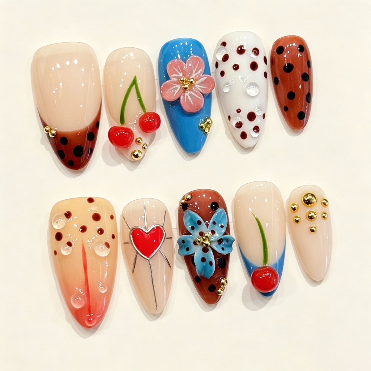 Cherry Pop | Medium Almond Press‑on Nails