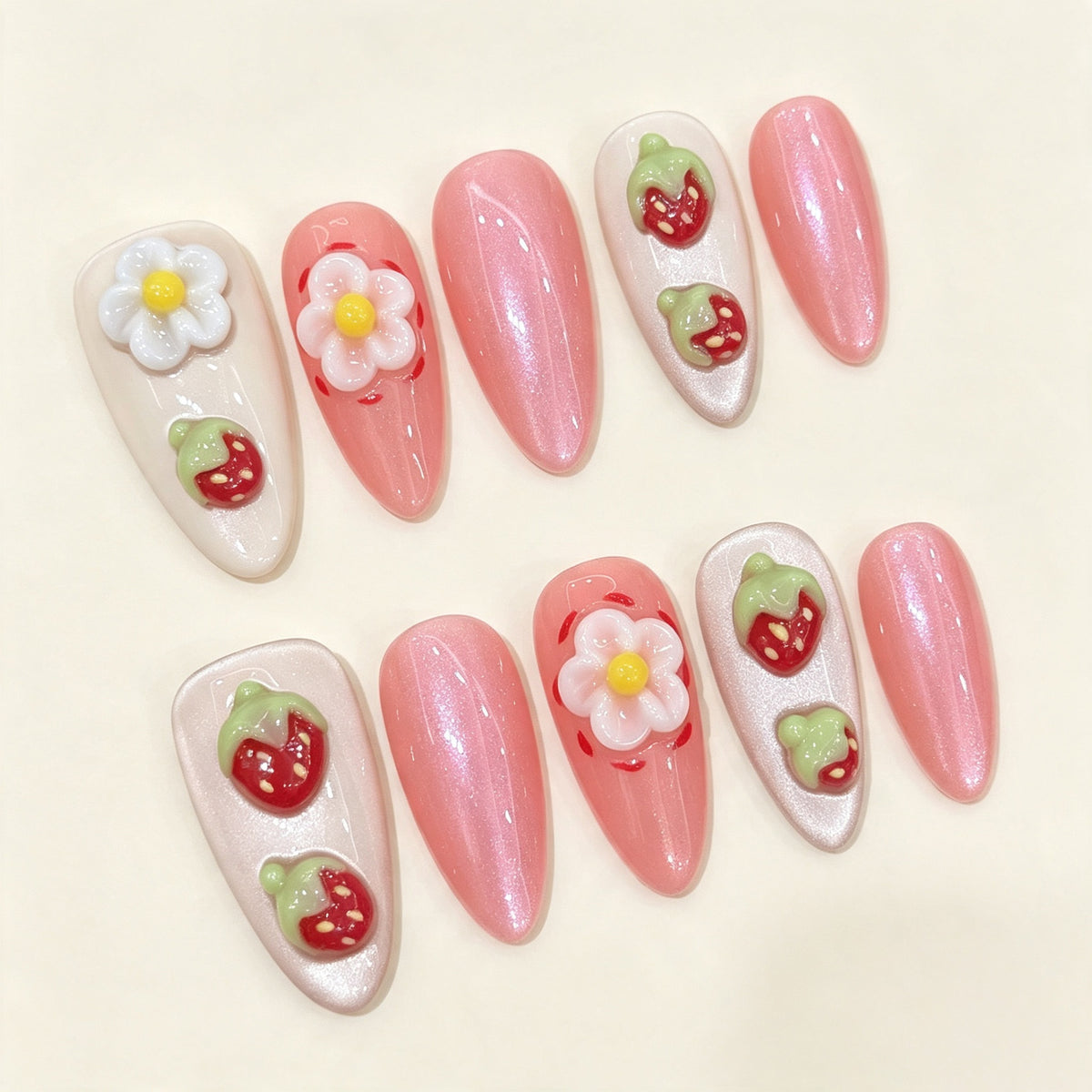 Coral Nectar | Medium Almond Press‑on Nails