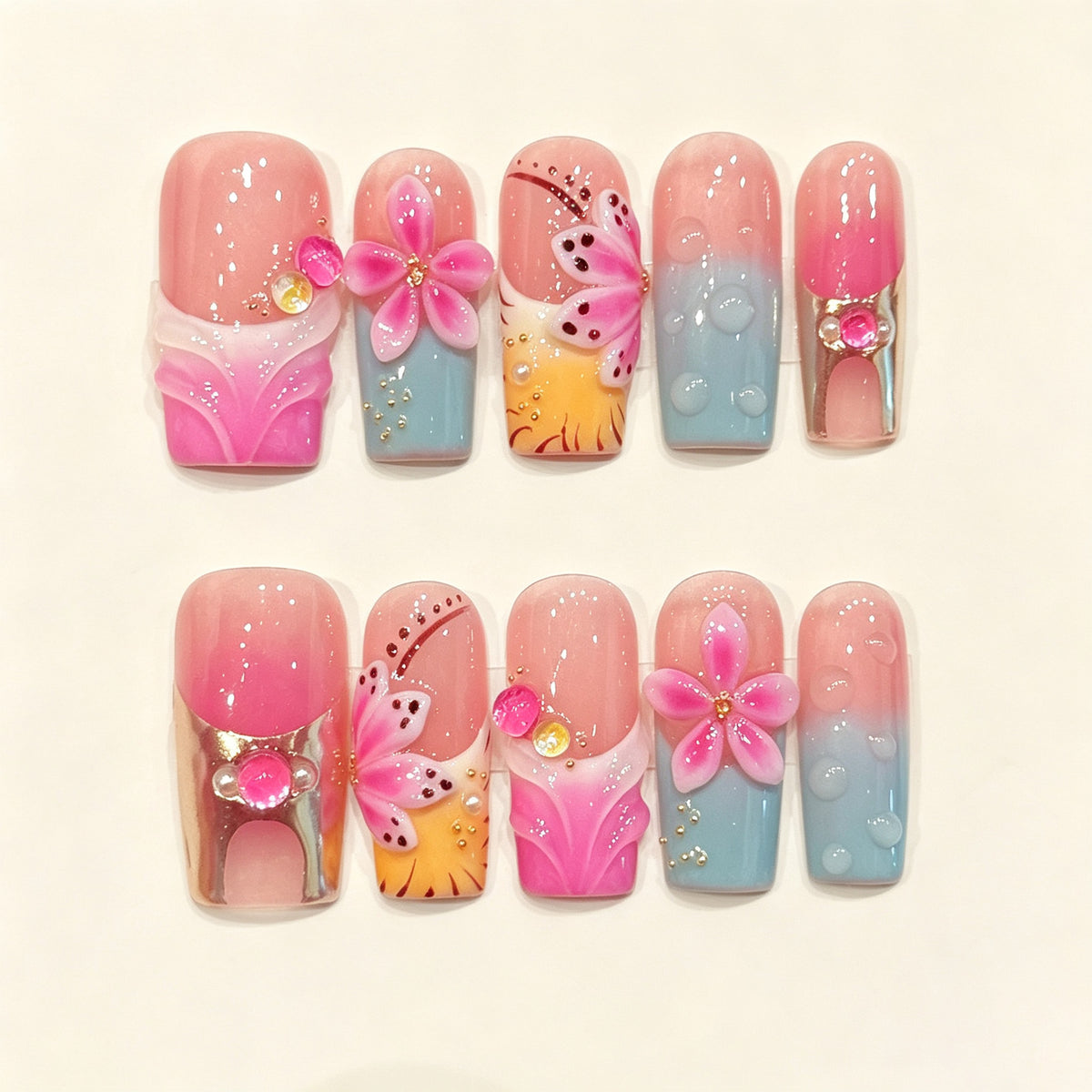 Pink Haze | Long Square Press‑on Nails
