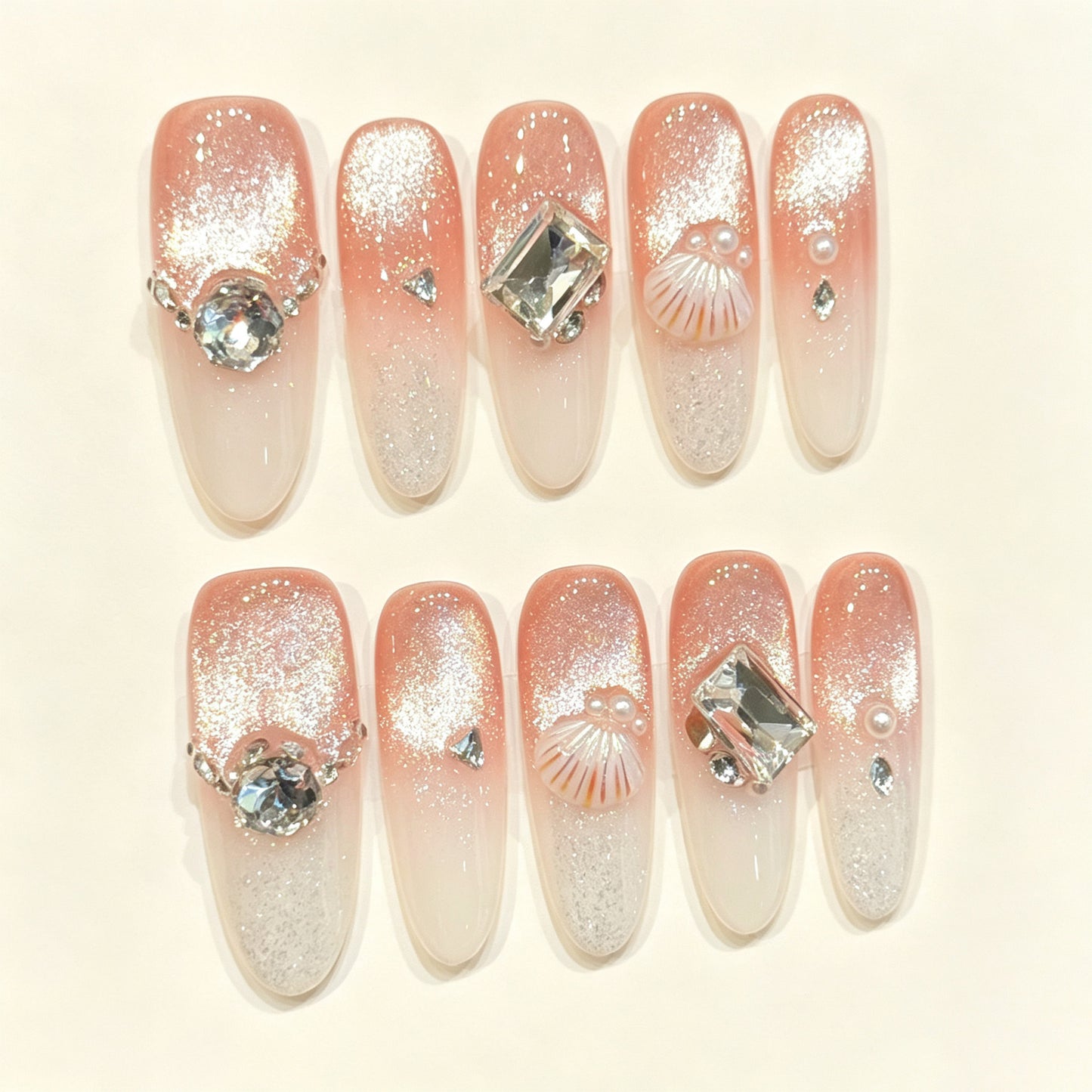 Coral Shell | Medium Almond Press‑on Nails