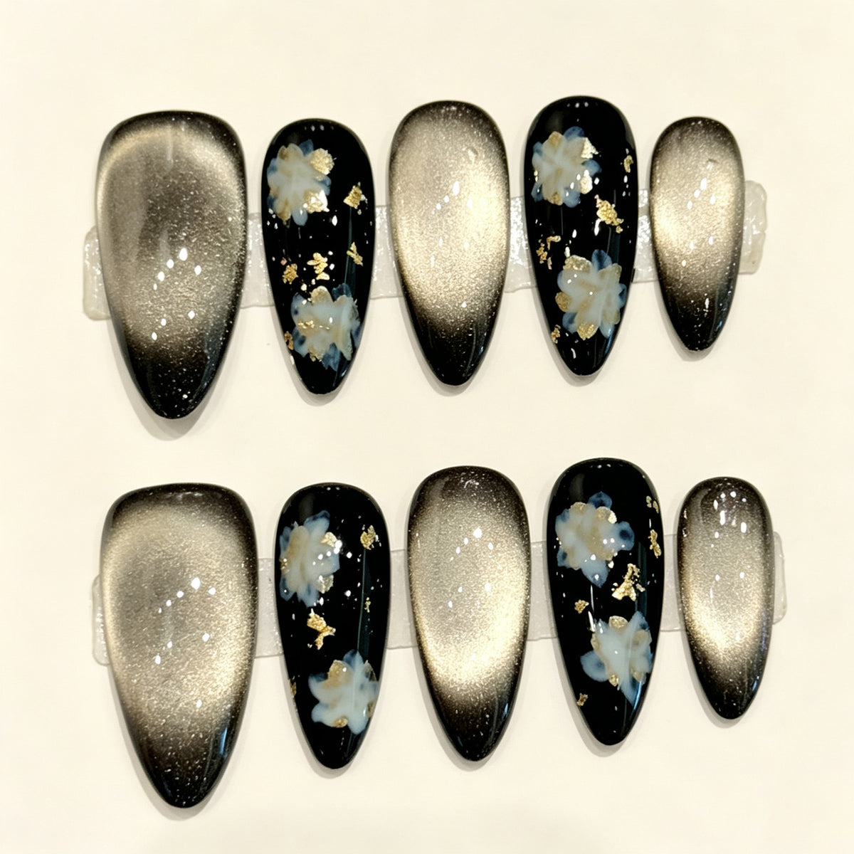 Dusk Gild | Medium Almond Press‑on Nails
