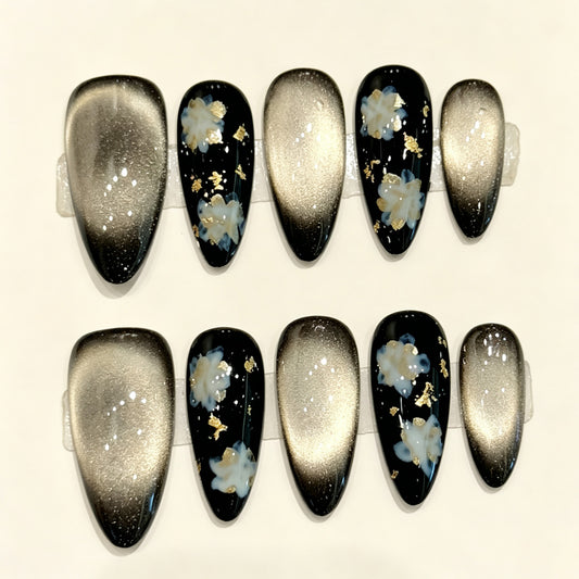 Dusk Gild | Medium Almond Press‑on Nails