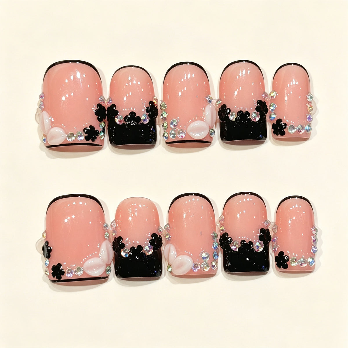 Blush Noir | Short Square Press‑on Nails
